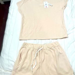 Women's Long Sleeve Pajama Set Henley Knit Tops and Shorts Sleepwear Loungewear